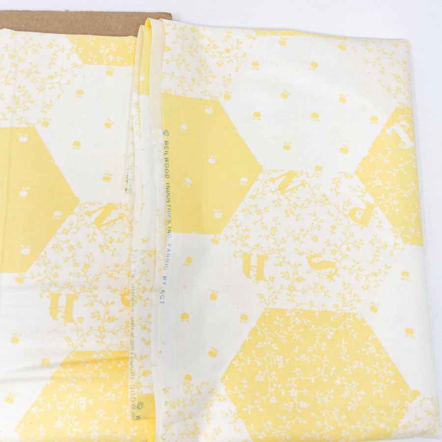 2.5 yds - Yellow and White Hexagon Cotton Fabric