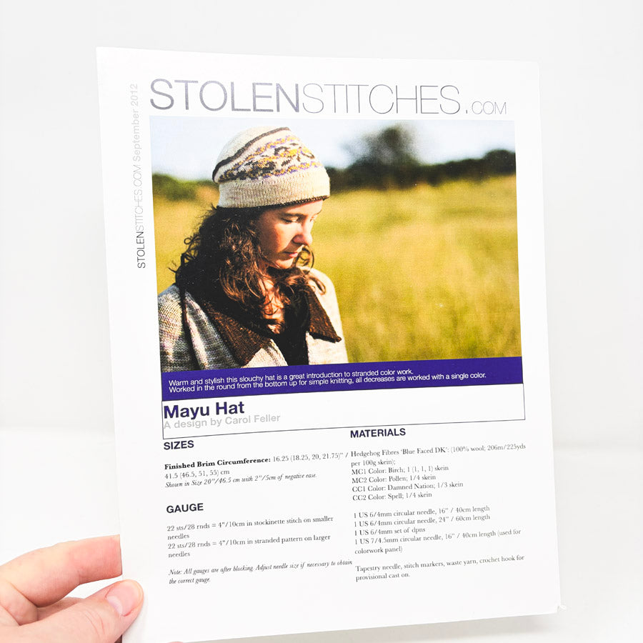 Mayu Hat Knitting Pattern Leaflet