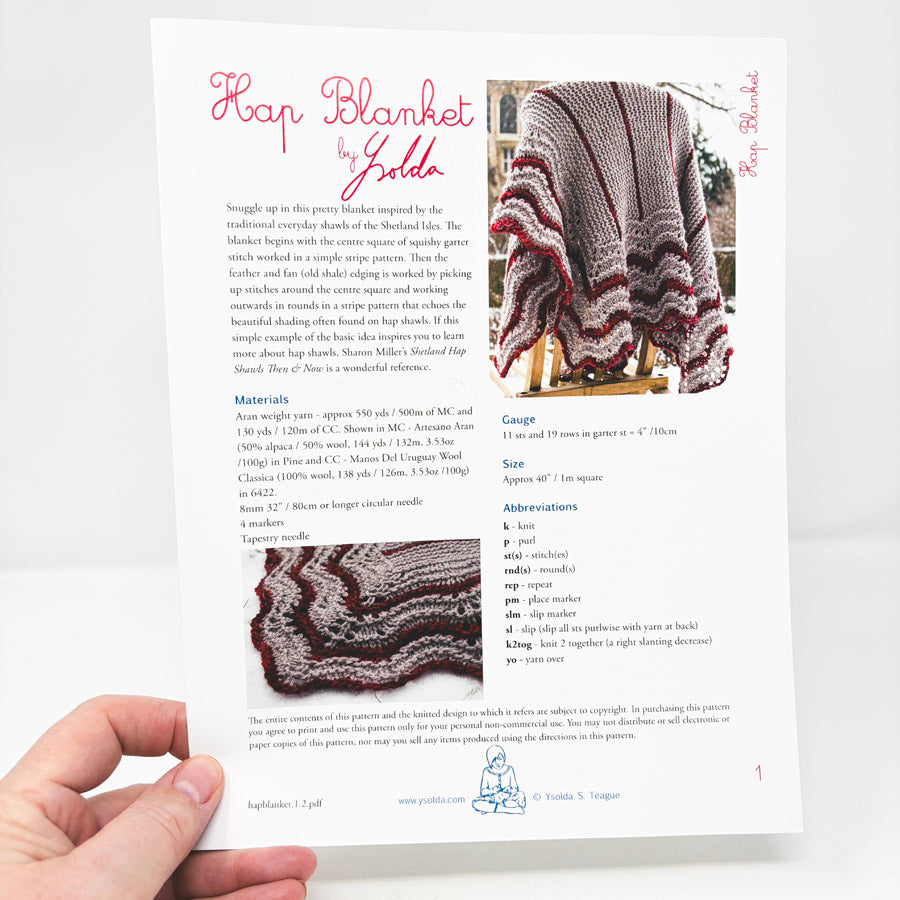 Lap Blanket by Yolda Knitting Pattern Leaflet