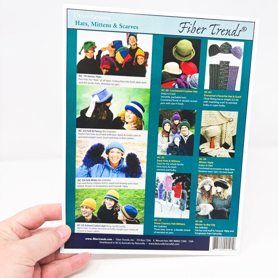 Fiber Trends "Snowboard Hats for Everyone" Knitting Pattern Leaflet