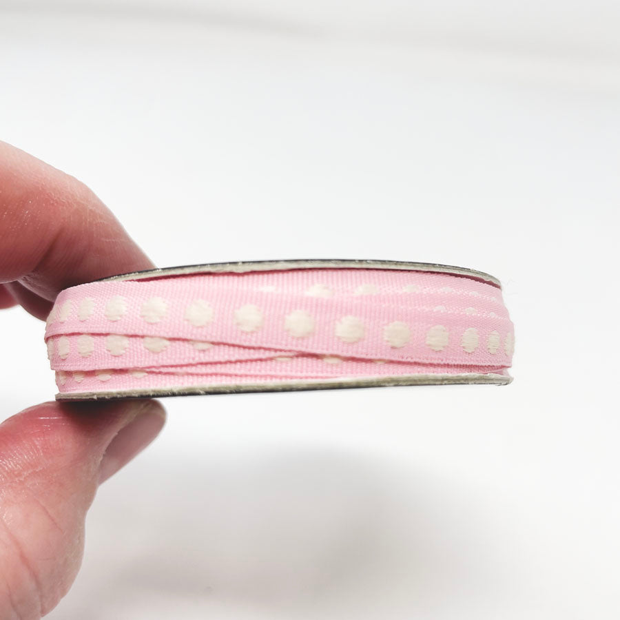 Pink/Ivory Polka Dot Ribbon