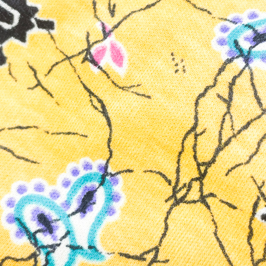 1.5 Yds x 44" Yellow Motif Jersey Knit Fabric