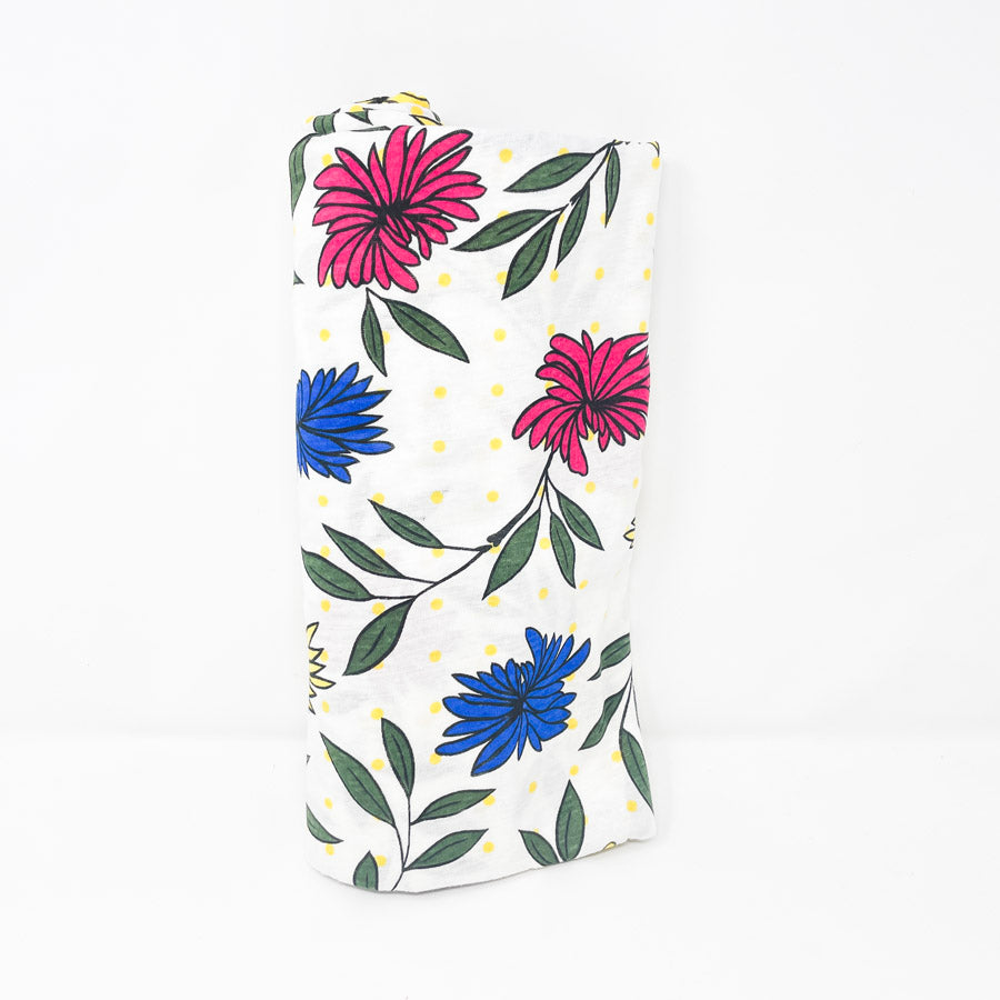 1.25 Yds x 58" Bright Floral Cotton Blend Fabric