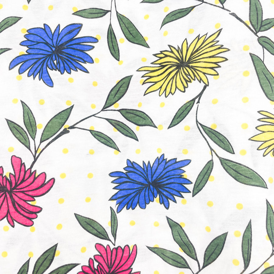1.25 Yds x 58" Bright Floral Cotton Blend Fabric