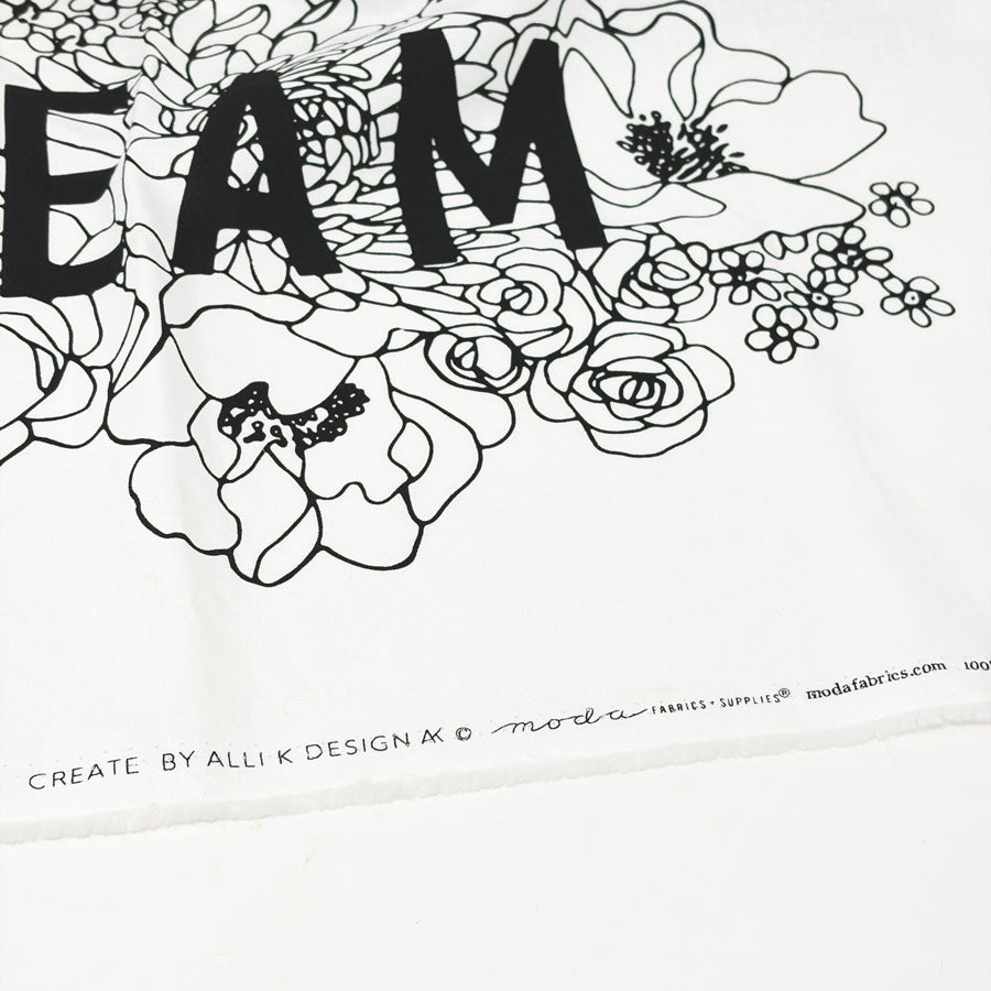 44" x 25" Create w/Black & White Flowers Fabric Panel for Moda