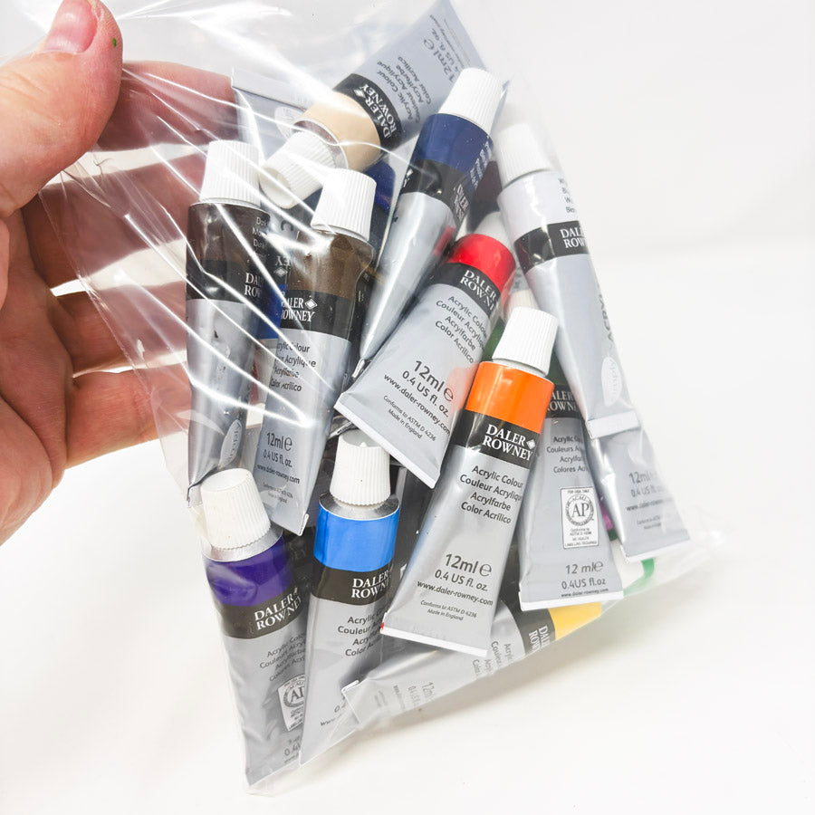 6x9 Bagged Bundle of Daler Rowney Acrylic Paint – 12ml Tubes (1)