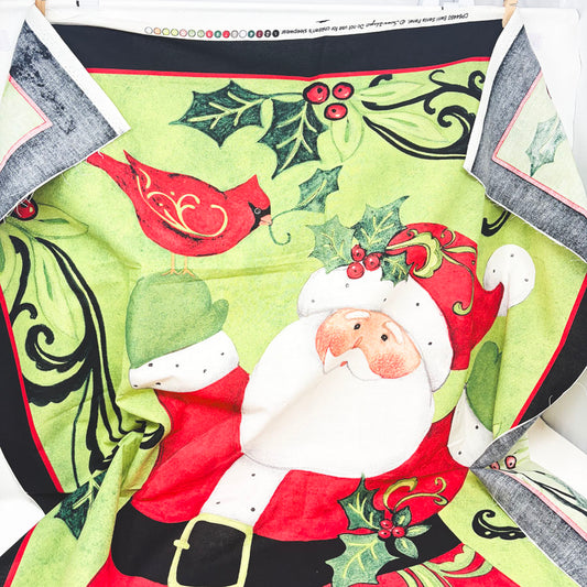 36" x 45" Swirl Santa Fabric Panel by Susan Winget