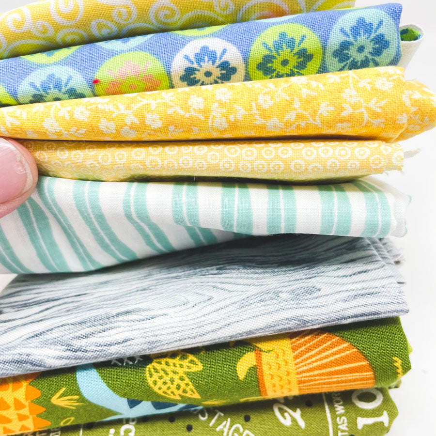 Yellows and Greens Fabric Bundle - Asst. Sizes