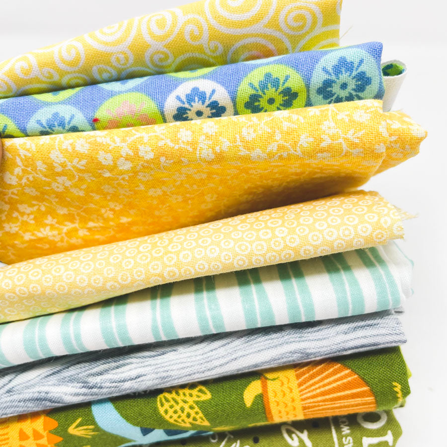 Yellows and Greens Fabric Bundle - Asst. Sizes