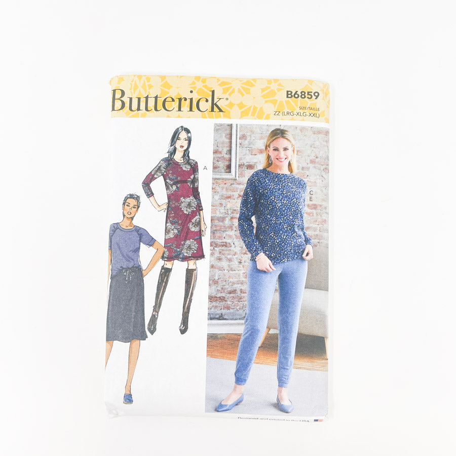 2021- Butterick- B6859- Dress, Tops, Skirt, and Pants- Lrg-XXL