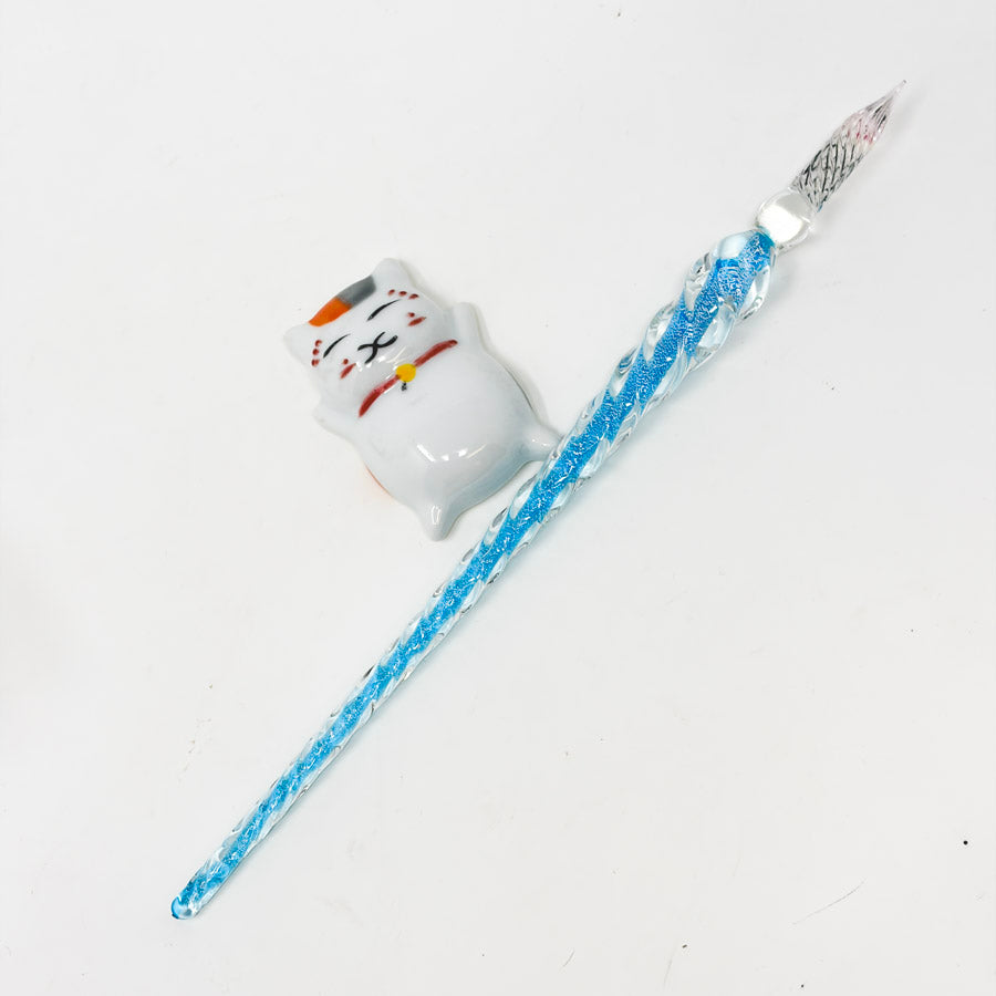 J. Herbin Glass Dip Pen with Ceramic Lucky Cat Rest