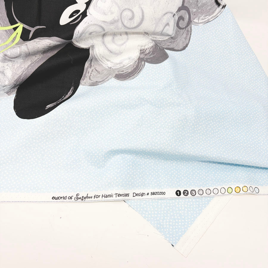 43" x 35" Lewe the Ewe - Sheep Blocks Light Blue Panel