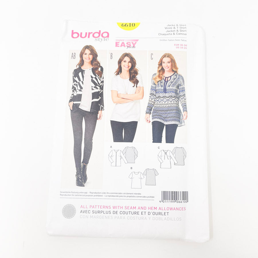 Burda-6610-Jacket and Shirt- Size 10-24