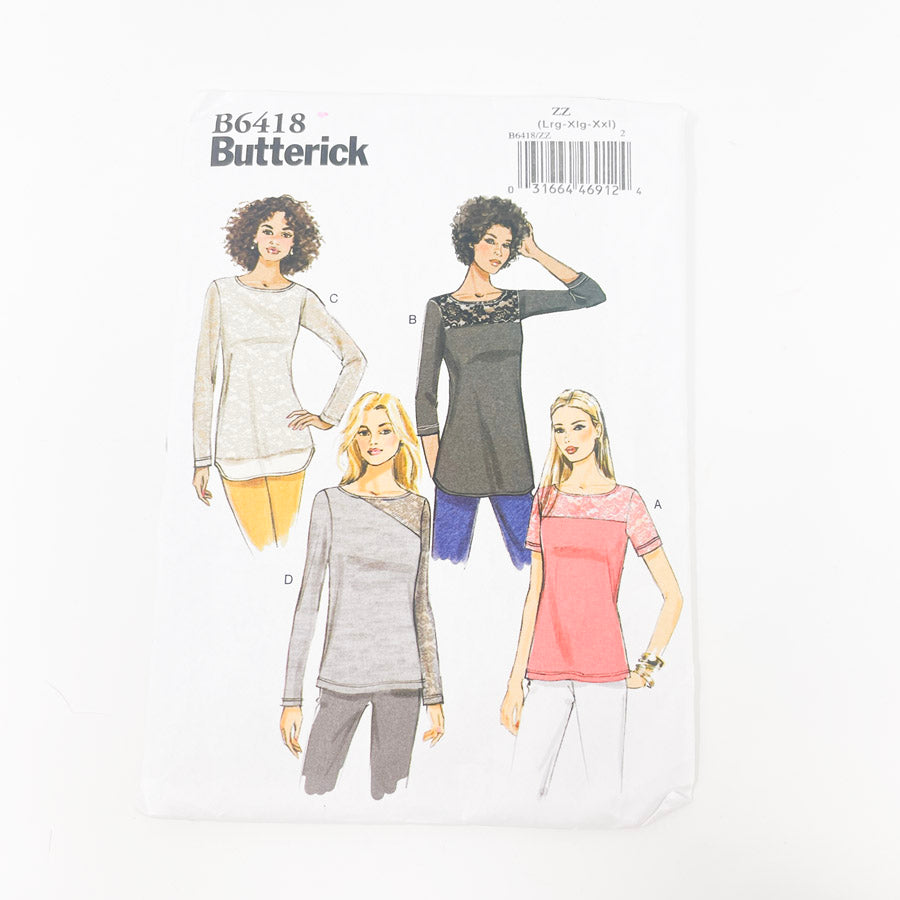 2016-Butterick-B6418-Tops- Sizes LRG, Xlg, Xxl