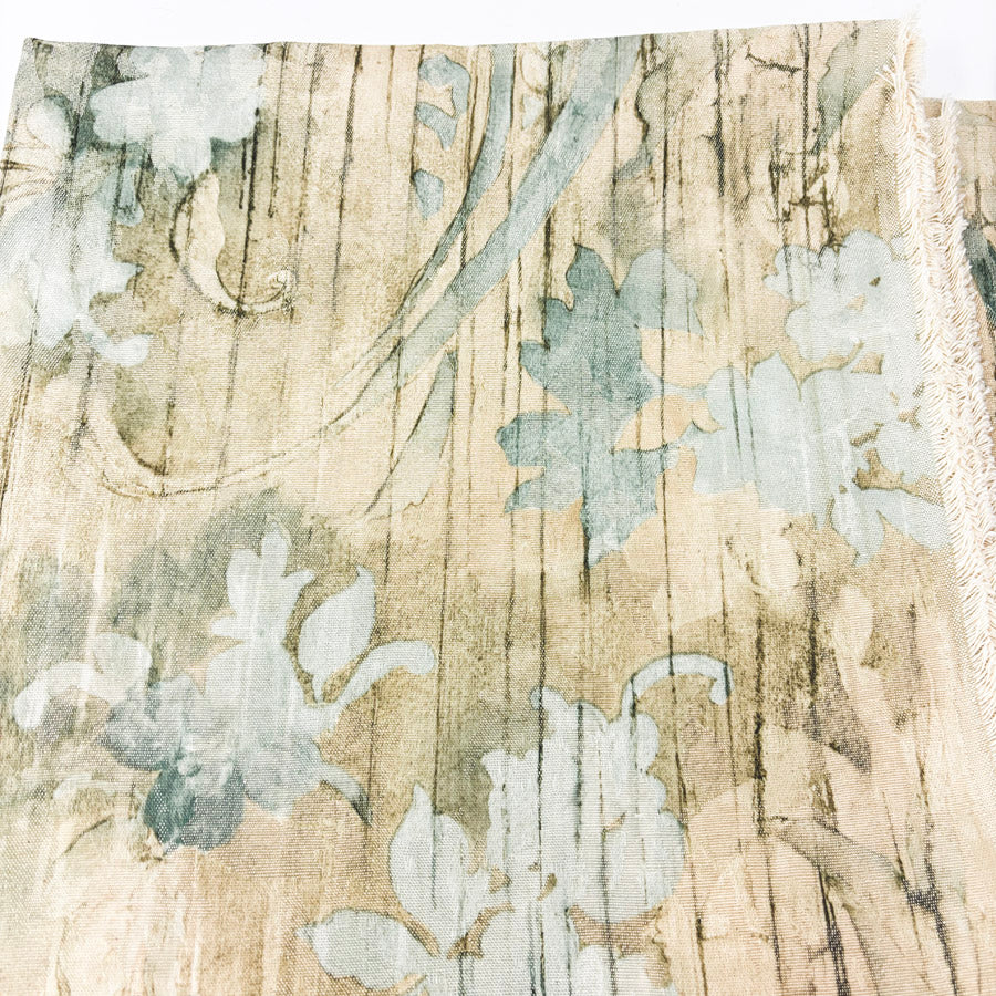 2 Yds x 58" Upholstery Weight Tan and Sage Fabric