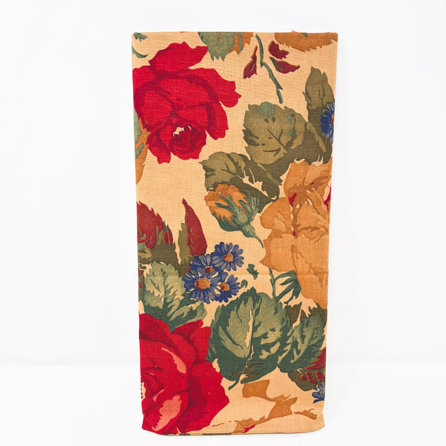 1 Yds x 41" Big Floral Taupe Cotton Fabric