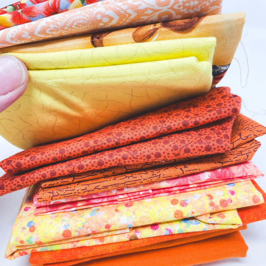 Bright Orange & Yellow Fabric Bundle - Asst. Sizes