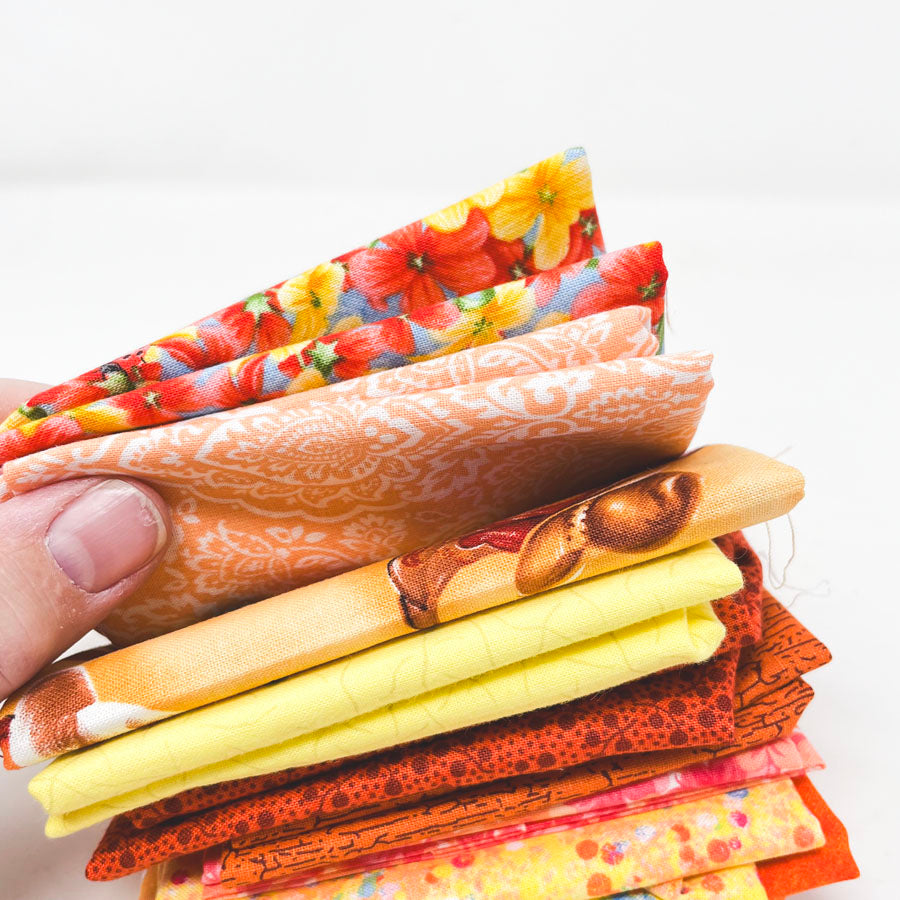 Bright Orange & Yellow Fabric Bundle - Asst. Sizes