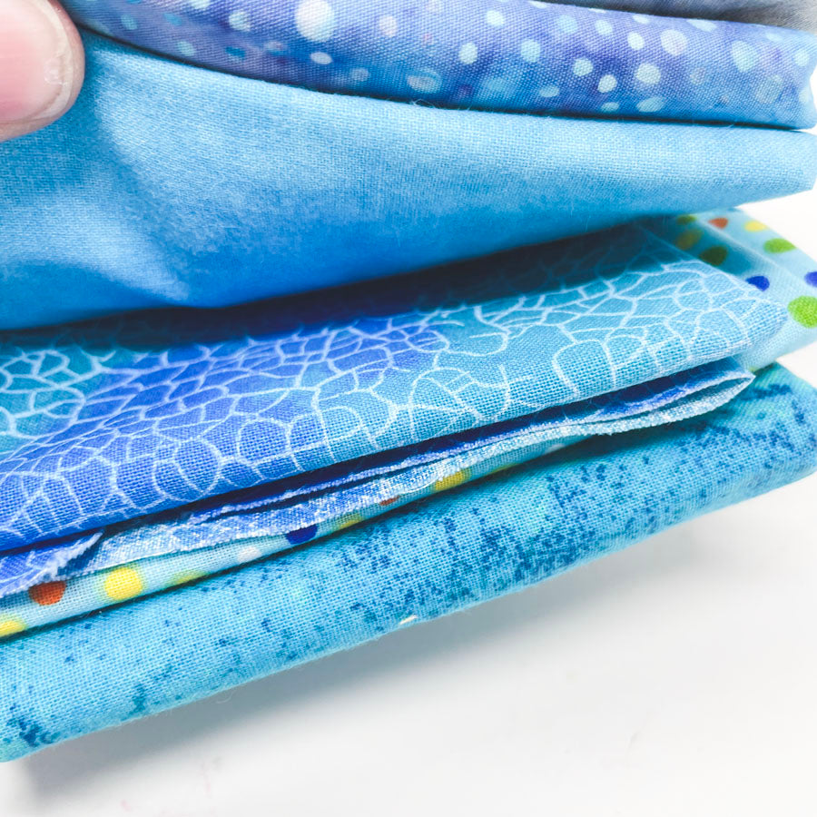 Batik and Bright Blues Fabric Bundle - Asst. Sizes