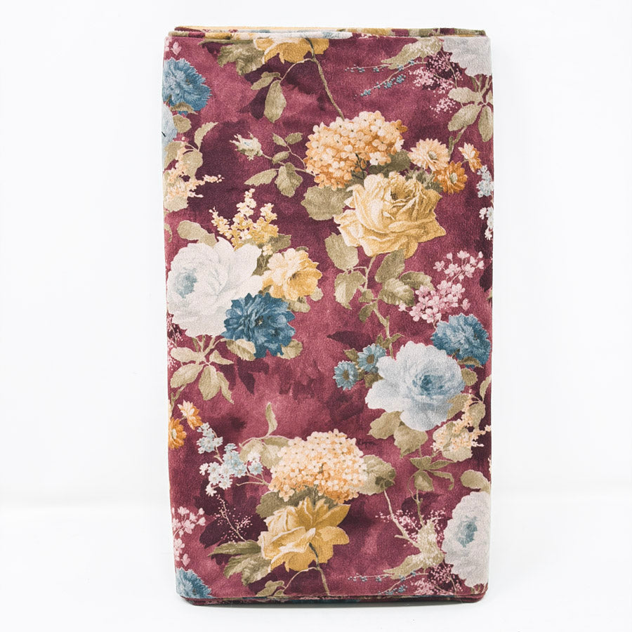 1.5 Yds x 58" Deep Red Floral Lightweight Velour Fabric