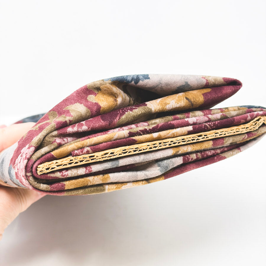 1.5 Yds x 58" Deep Red Floral Lightweight Velour Fabric