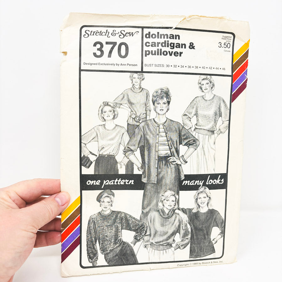 1985 - Stretch & Sew 370 Doman Cardigan and Pullover Pattern