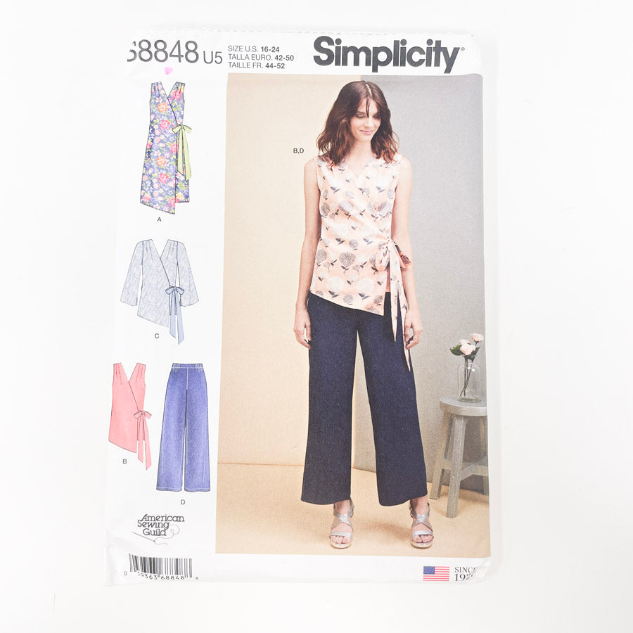 2019- Simplicity-S8848- Wrap Dress,Top, or Pants- Size 16-24