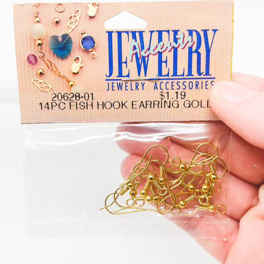Gold Fish Hook Earring Loop 14 pc