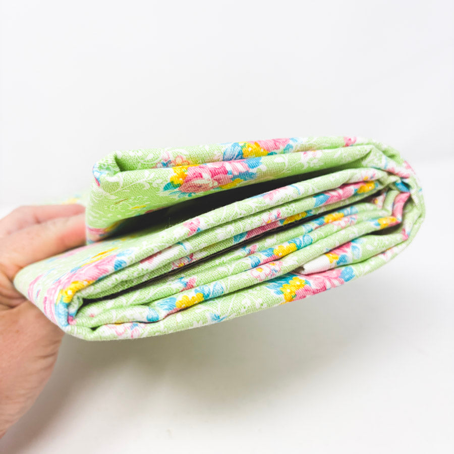 1 Yds x 58" Flowers on Green Twill Fabric