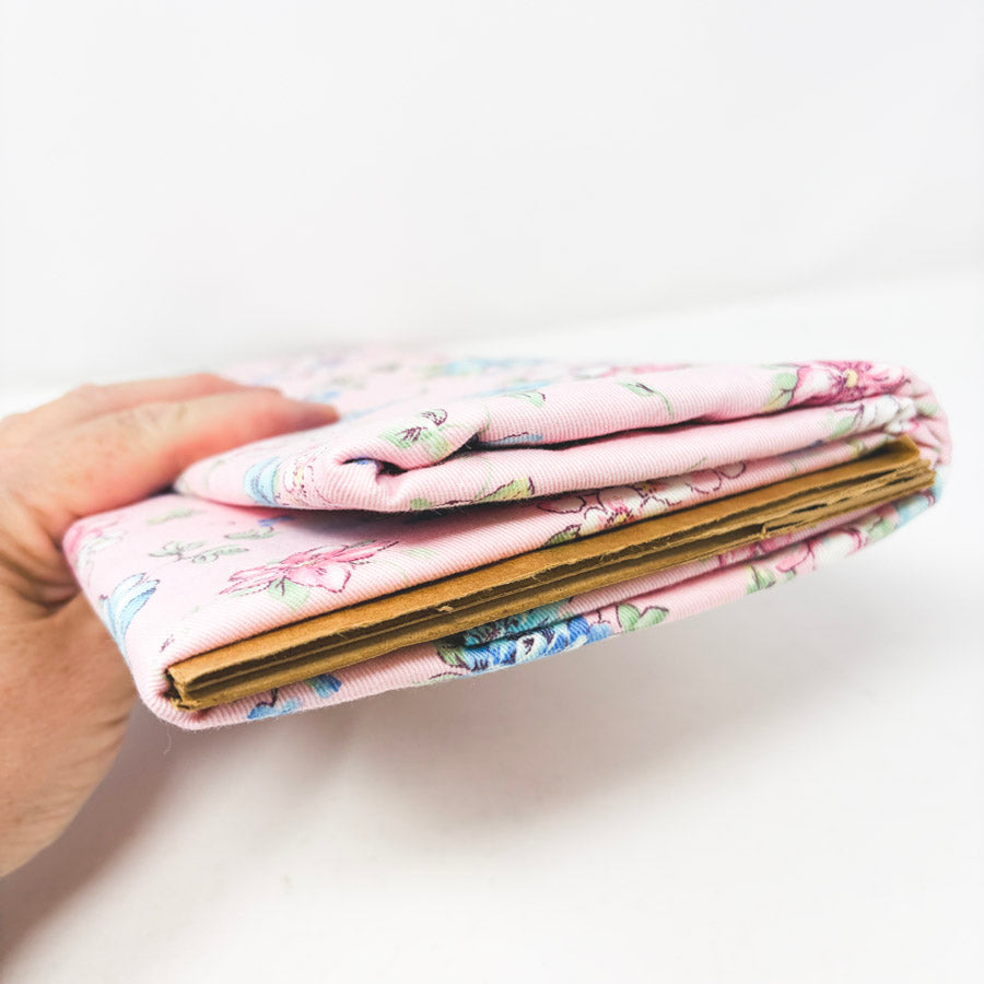 .75 Yds x 58" Flowers on Pink Twill Fabric