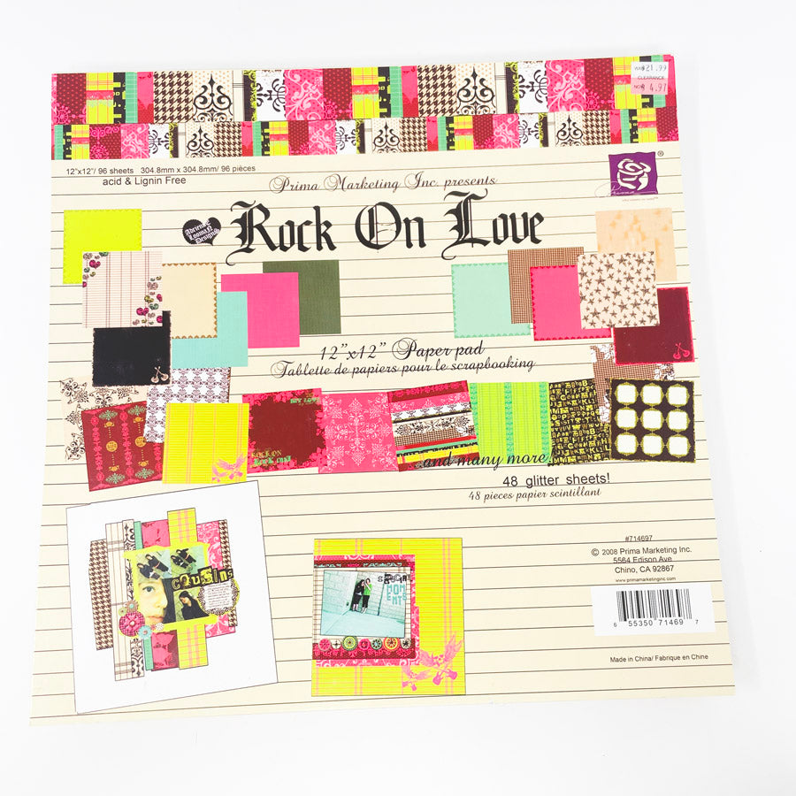 Prima Rock On Love 12 x 12" Paper Pad