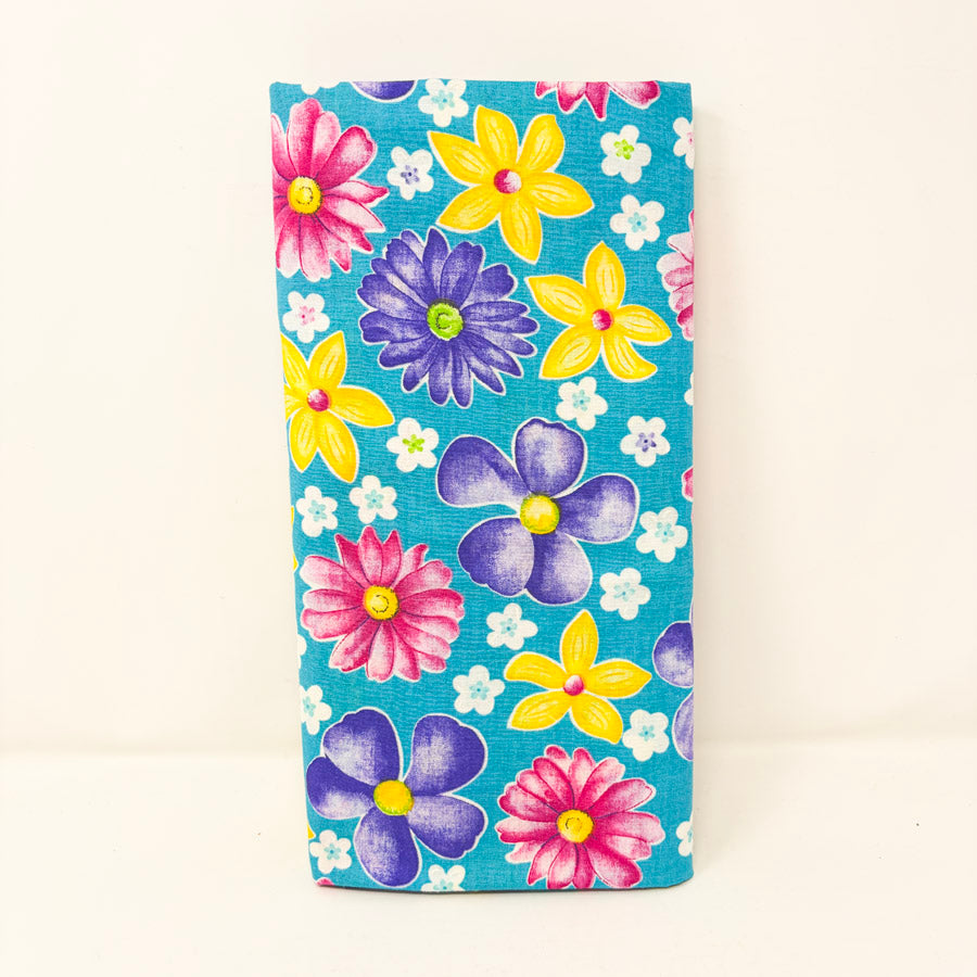 2 Yds x 42" Daisies on Blue Cotton Fabric