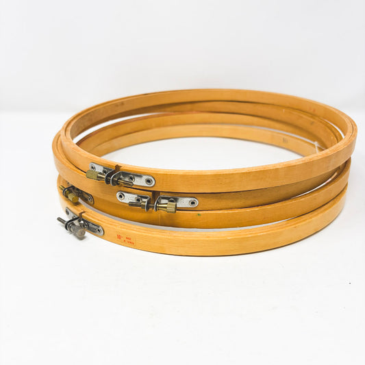 Vintage 10" Coats & Clark Wood Embroidery Hoops (1)
