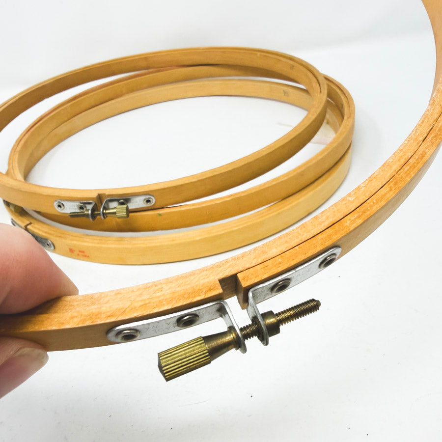 Vintage 10" Coats & Clark Wood Embroidery Hoops (1)