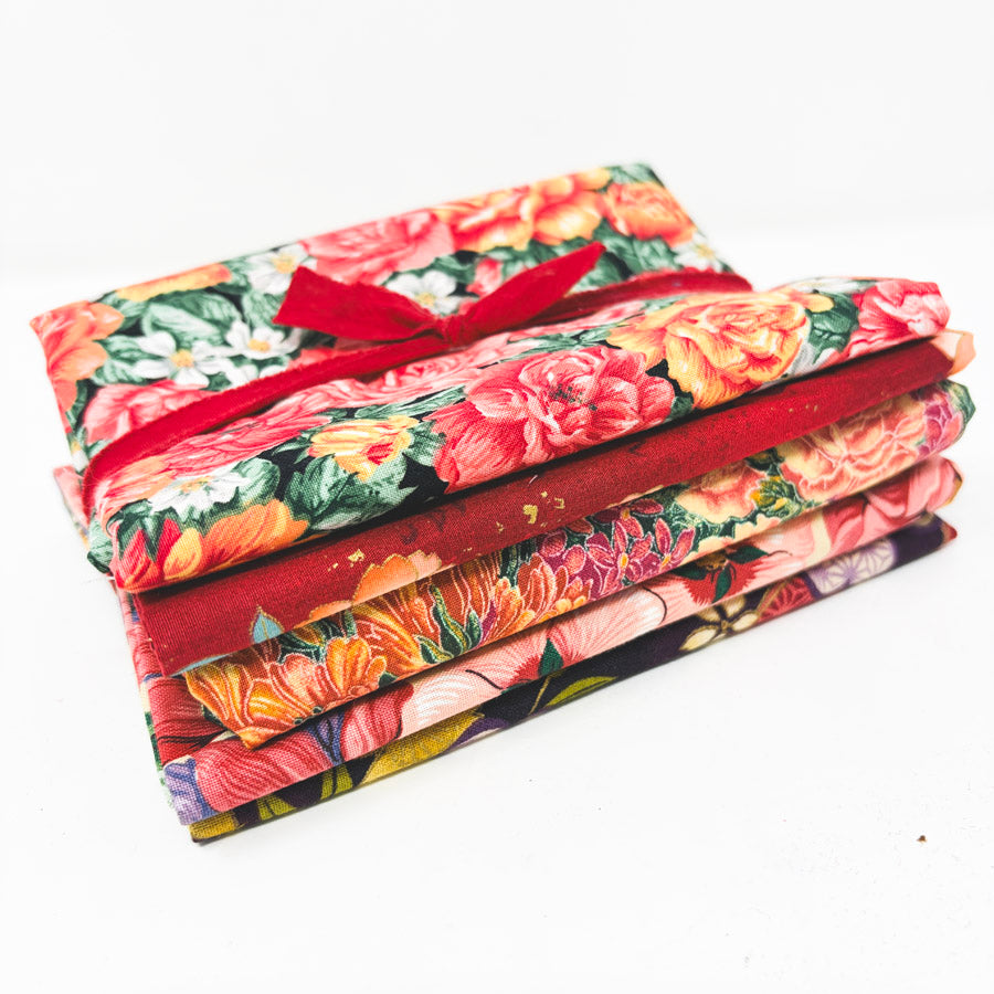 Red Flower Garden Fabric Bundle