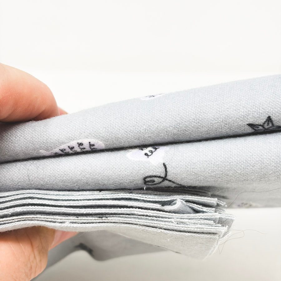 Gray Mitten Print Flannel Fabric Bundle