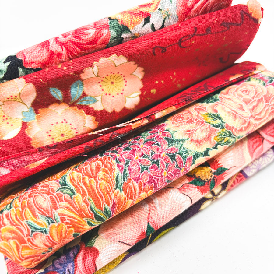Red Flower Garden Fabric Bundle