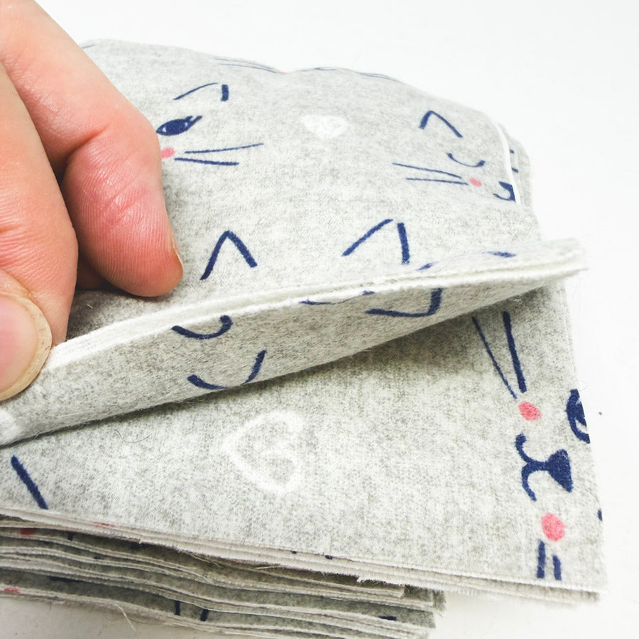 Winking Cat Print Flannel – 4" Fabric Squares Bundle