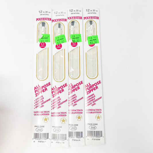 Coats & Clark 12" Polyester Zipper White