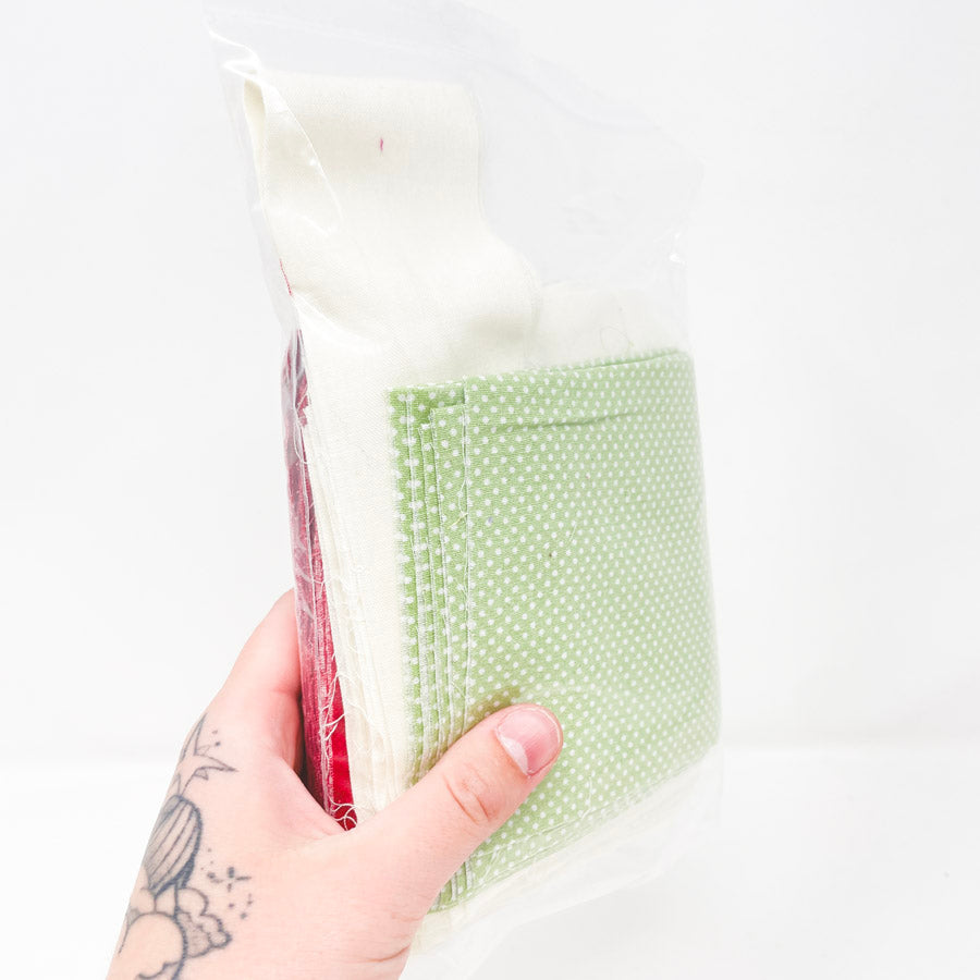 Green Polka Dot & Red Fabric Strip Bundle
