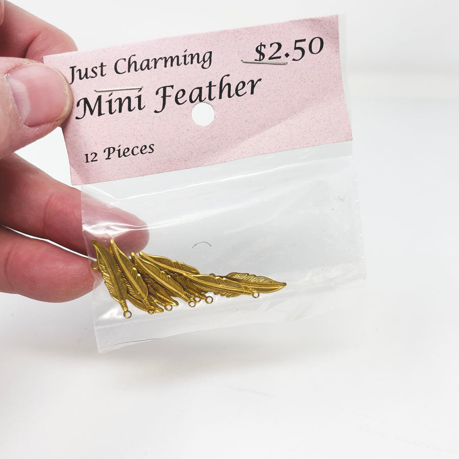 Gold Mini Feather Charms