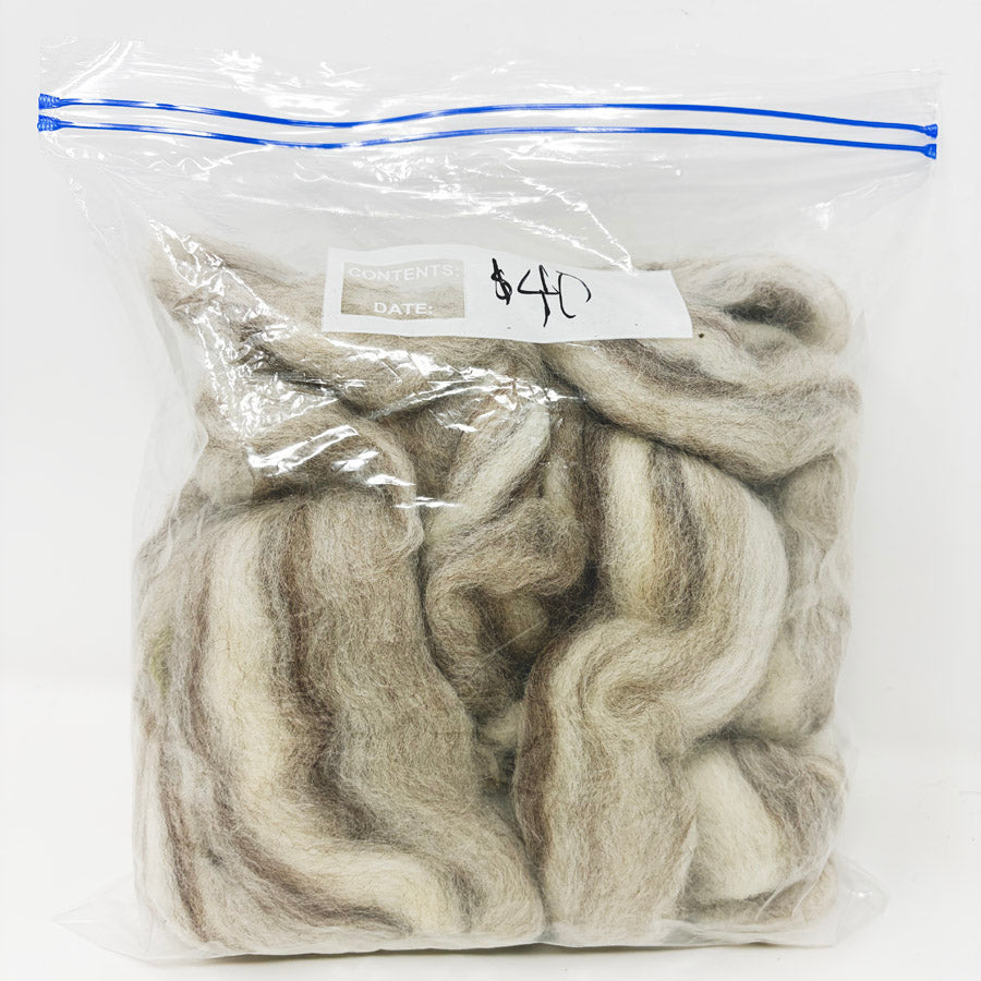 Marbled Cream Coffee Roving – 4.1 oz