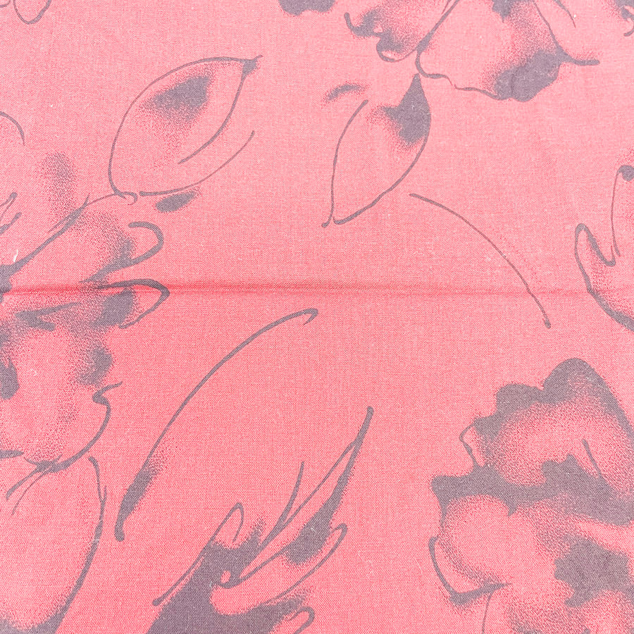 2.5 Yds x 42" Red and Black Floral Cotton Fabric