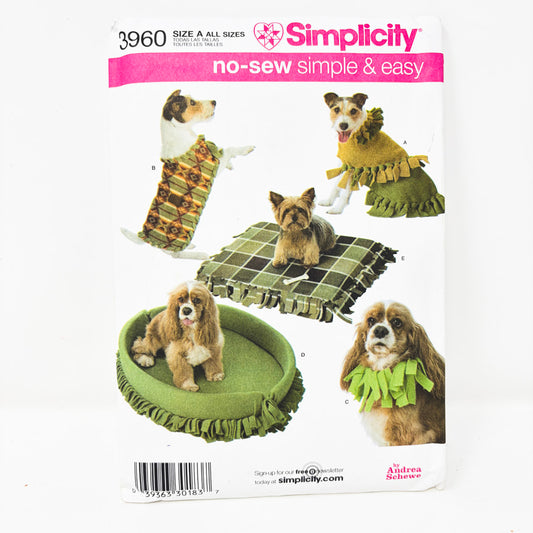 Simplicity No-Sew Dog Accessories Pattern 3960