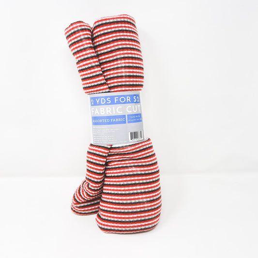 2 Yds Red Striped Polyester Knit Fabric