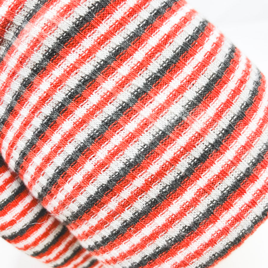 2 Yds Red Striped Polyester Knit Fabric