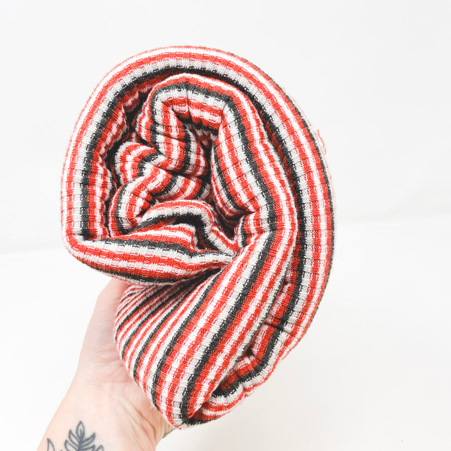 2 Yds Red Striped Polyester Knit Fabric