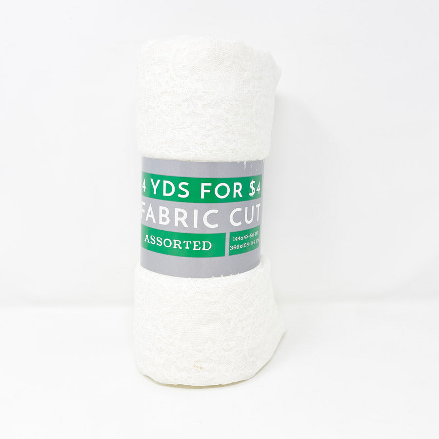 4 Yds White Polyester Lace Fabric