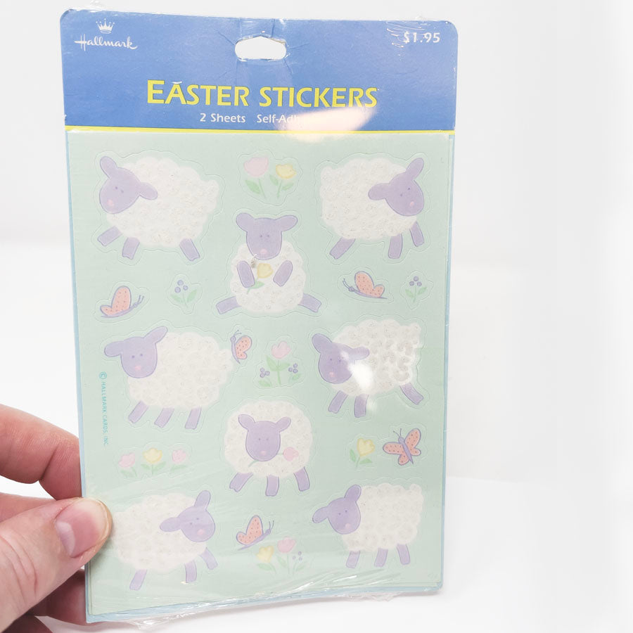 Vintage Hallmark Flocked Sheep Easter Stickers