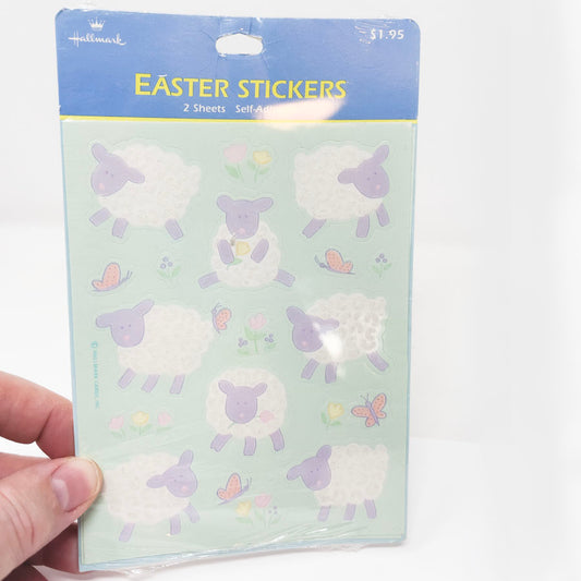 Vintage Hallmark Flocked Sheep Easter Stickers